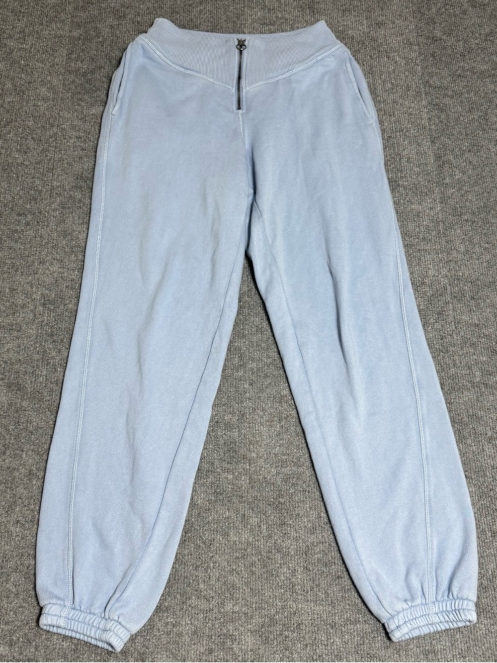 Aerie Corset Waistband Joggers Small S Blue Ribbed O-Ring Zip Fleece Sweatpants